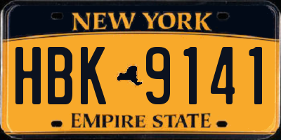 NY license plate HBK9141