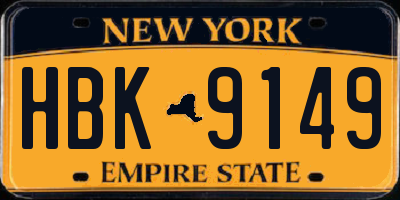 NY license plate HBK9149