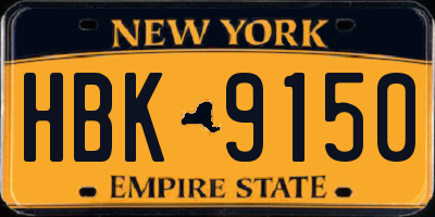 NY license plate HBK9150