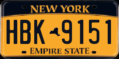 NY license plate HBK9151