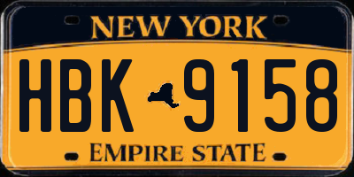NY license plate HBK9158