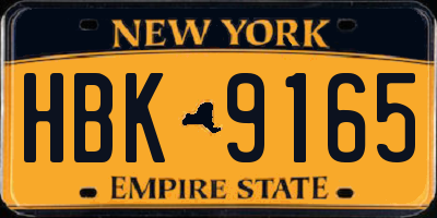NY license plate HBK9165