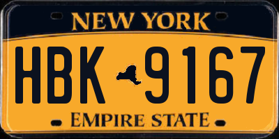 NY license plate HBK9167