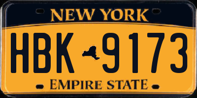 NY license plate HBK9173