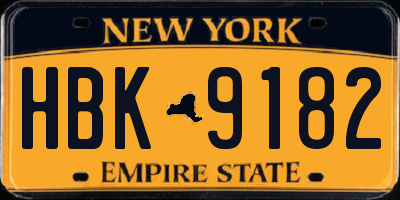 NY license plate HBK9182
