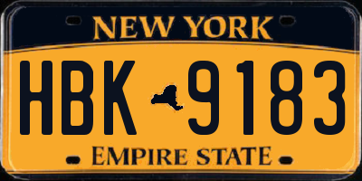 NY license plate HBK9183