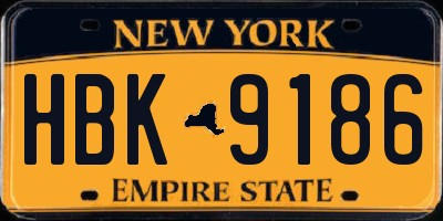NY license plate HBK9186
