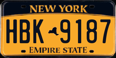 NY license plate HBK9187