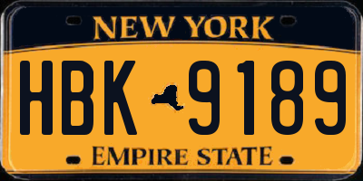 NY license plate HBK9189