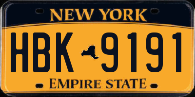 NY license plate HBK9191