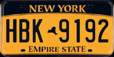 NY license plate HBK9192