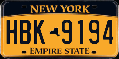 NY license plate HBK9194