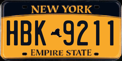 NY license plate HBK9211