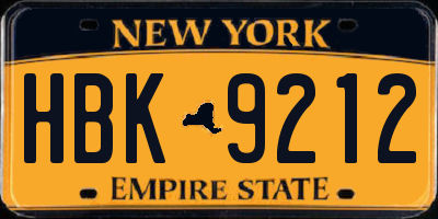 NY license plate HBK9212