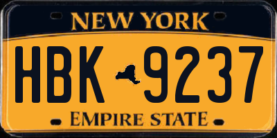 NY license plate HBK9237