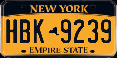 NY license plate HBK9239