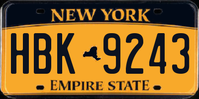 NY license plate HBK9243