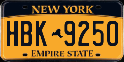 NY license plate HBK9250