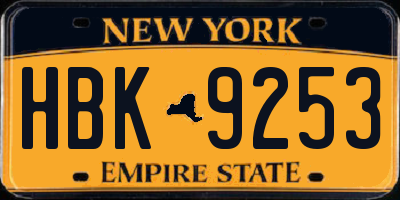 NY license plate HBK9253