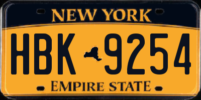 NY license plate HBK9254