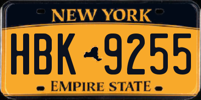 NY license plate HBK9255