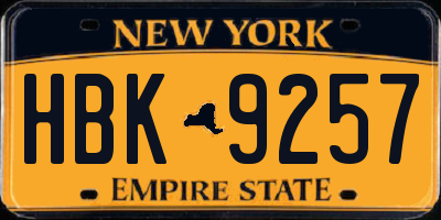 NY license plate HBK9257