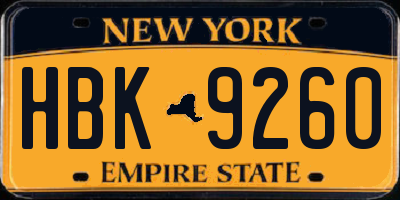 NY license plate HBK9260