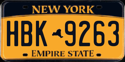 NY license plate HBK9263