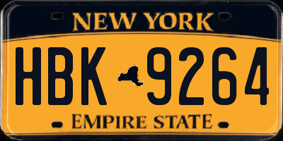 NY license plate HBK9264
