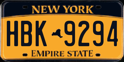 NY license plate HBK9294