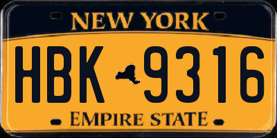 NY license plate HBK9316