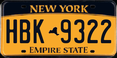 NY license plate HBK9322