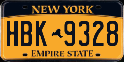 NY license plate HBK9328