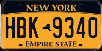 NY license plate HBK9340