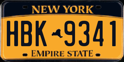 NY license plate HBK9341