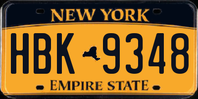 NY license plate HBK9348