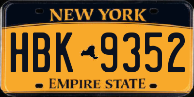 NY license plate HBK9352