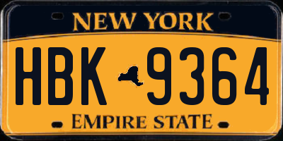 NY license plate HBK9364