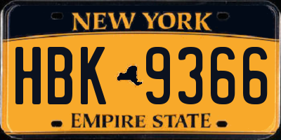 NY license plate HBK9366