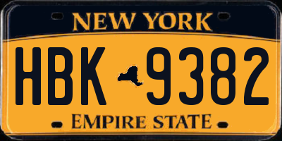 NY license plate HBK9382