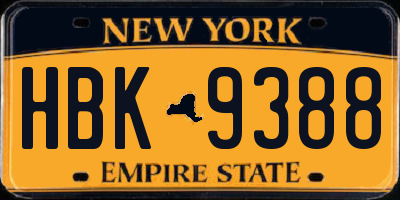 NY license plate HBK9388