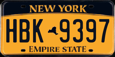 NY license plate HBK9397