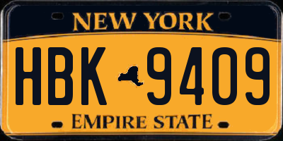 NY license plate HBK9409