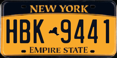 NY license plate HBK9441