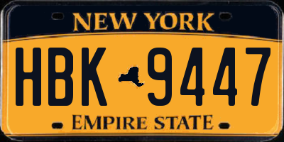 NY license plate HBK9447