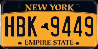 NY license plate HBK9449