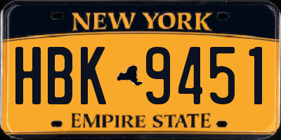 NY license plate HBK9451