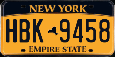 NY license plate HBK9458