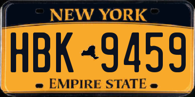 NY license plate HBK9459
