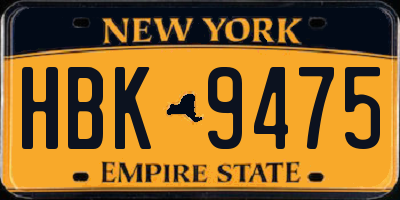 NY license plate HBK9475